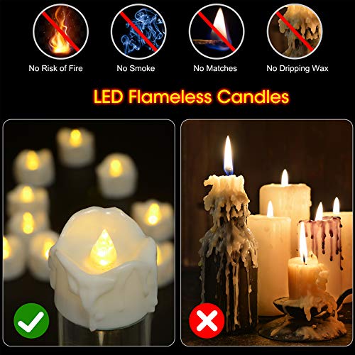 12 Packs  Halloween Tea Lights with Timer, Flickering Flameless LED Tealights Battery Operated Votive Candles for Pumpkin Decor Indoor Home Party Halloween Decorations