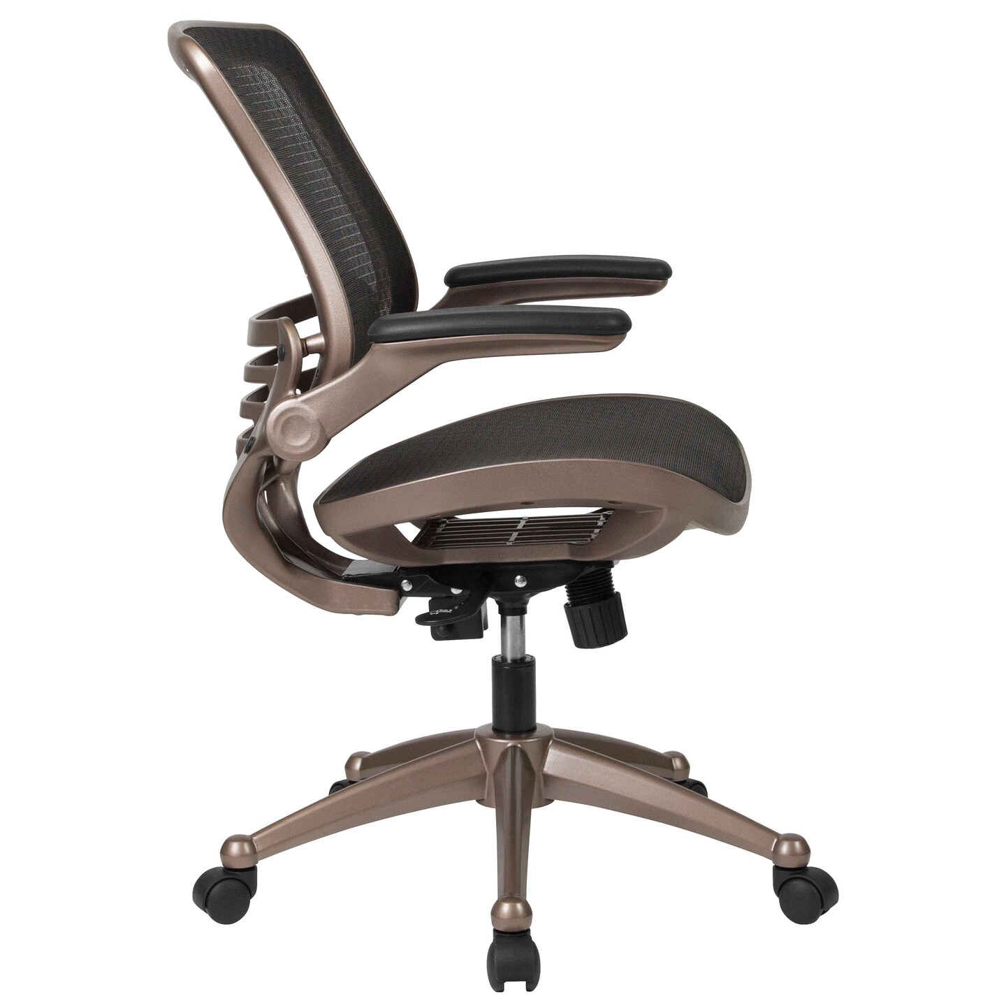 Emma and Oliver Mid-Back Transparent Mesh Executive Swivel Office Chair with Flip-Up Arms