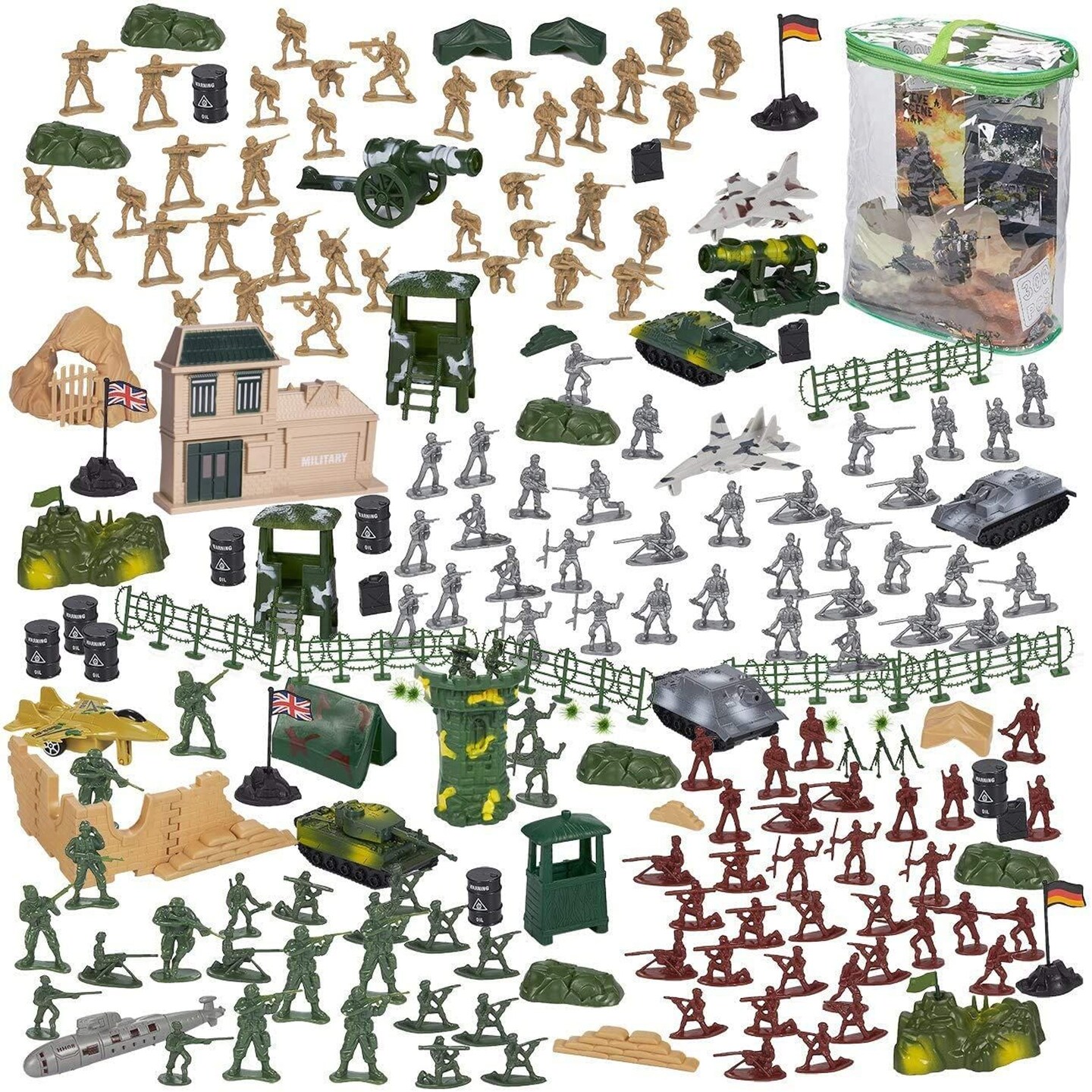 300 Piece Military Toys Plastic Army Men for Boys - Army Figures Set ...