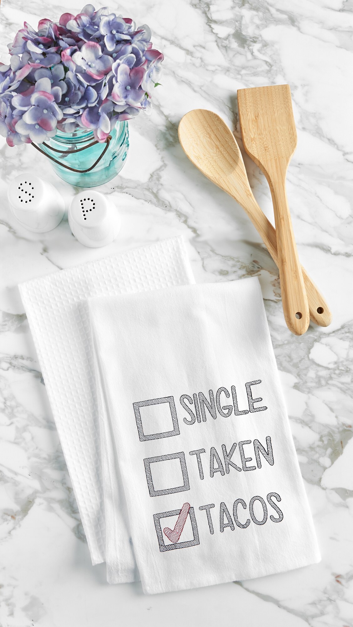 Single, Taken, Tacos Flour Sack Cotton Kitchen Towel