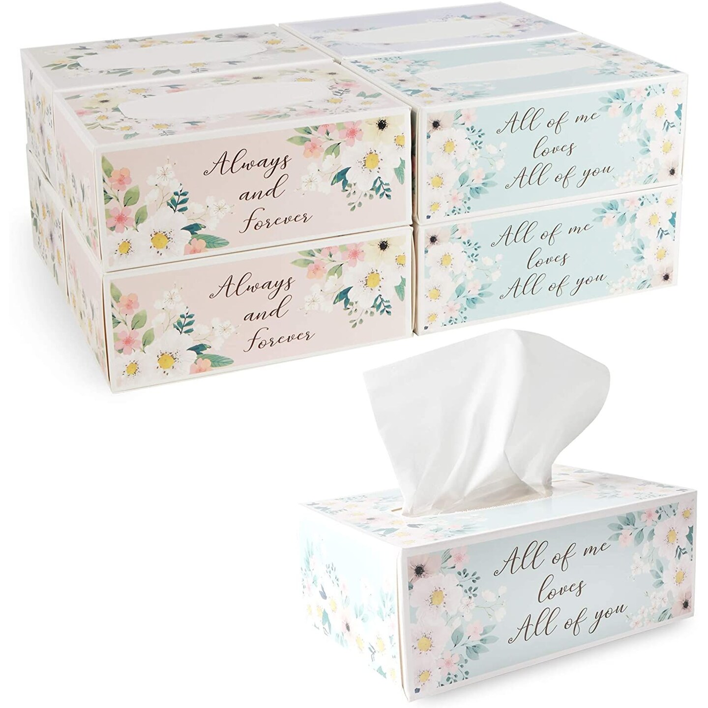 8 Pack Wedding Facial Tissue Box Set, 3-Ply, 100 Sheets/Box, 800 Sheets Total