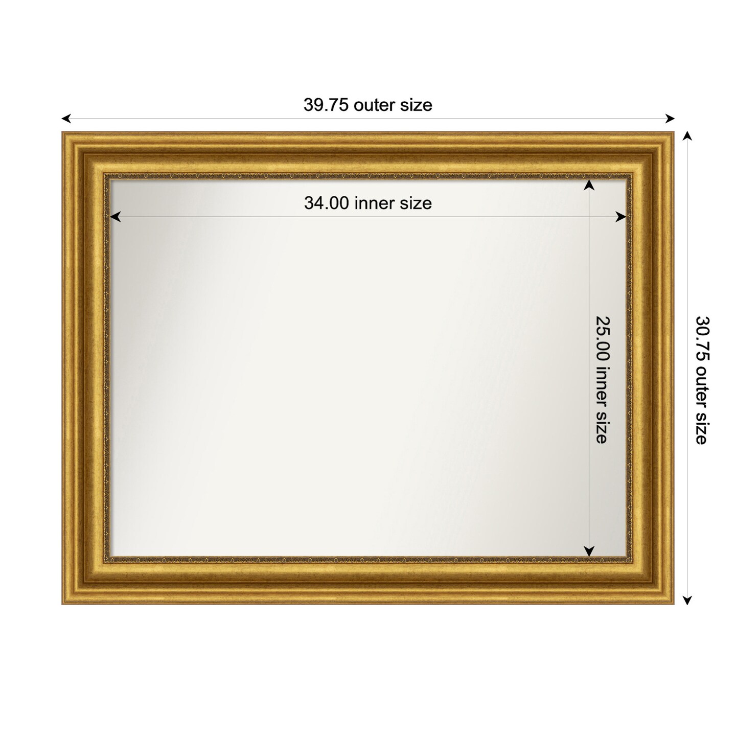 Parlor Gold Non-Beveled Custom Framed Bathroom Vanity Wall Mirror