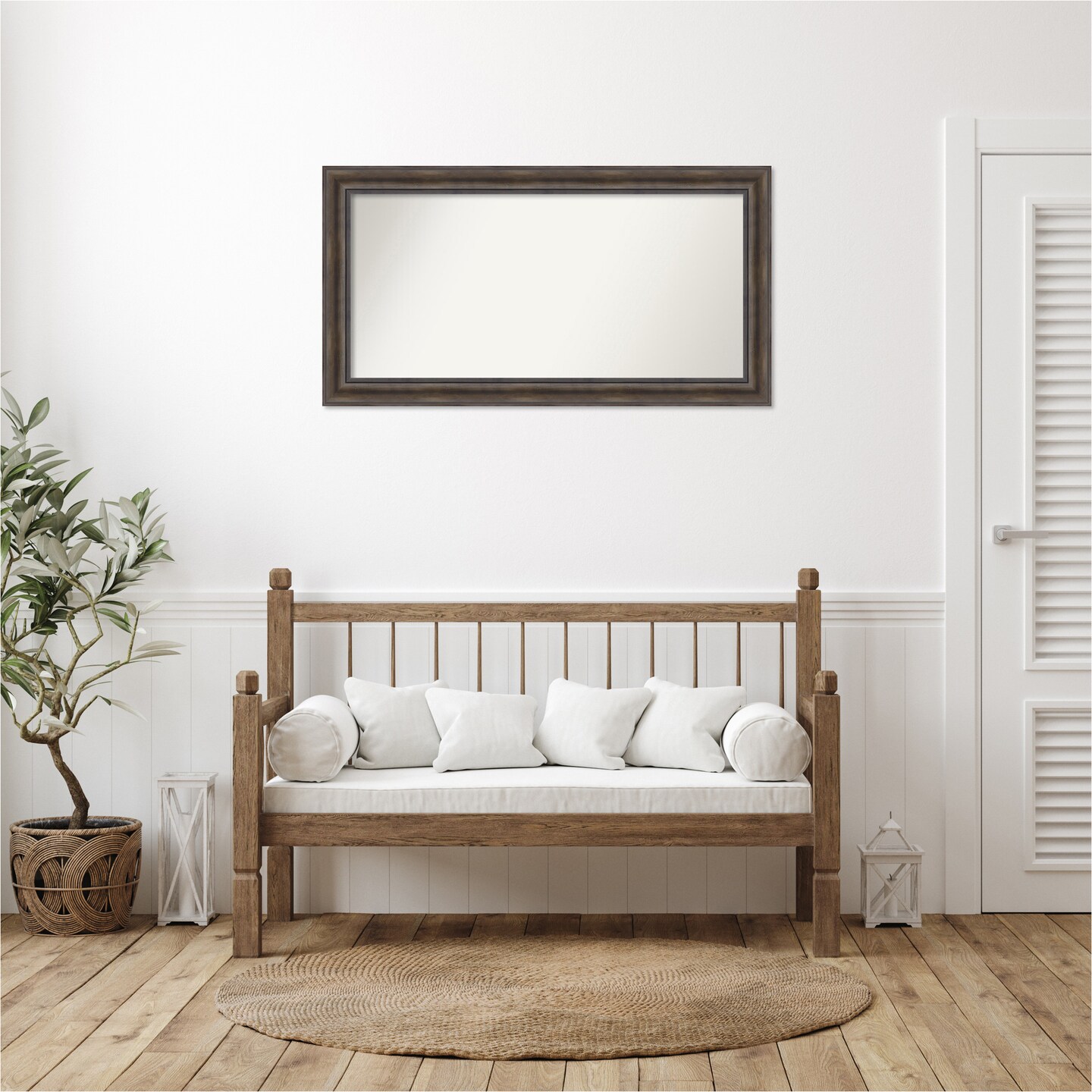 Rustic Pine Brown Non-Beveled Custom Framed Bathroom Vanity Wall Mirror