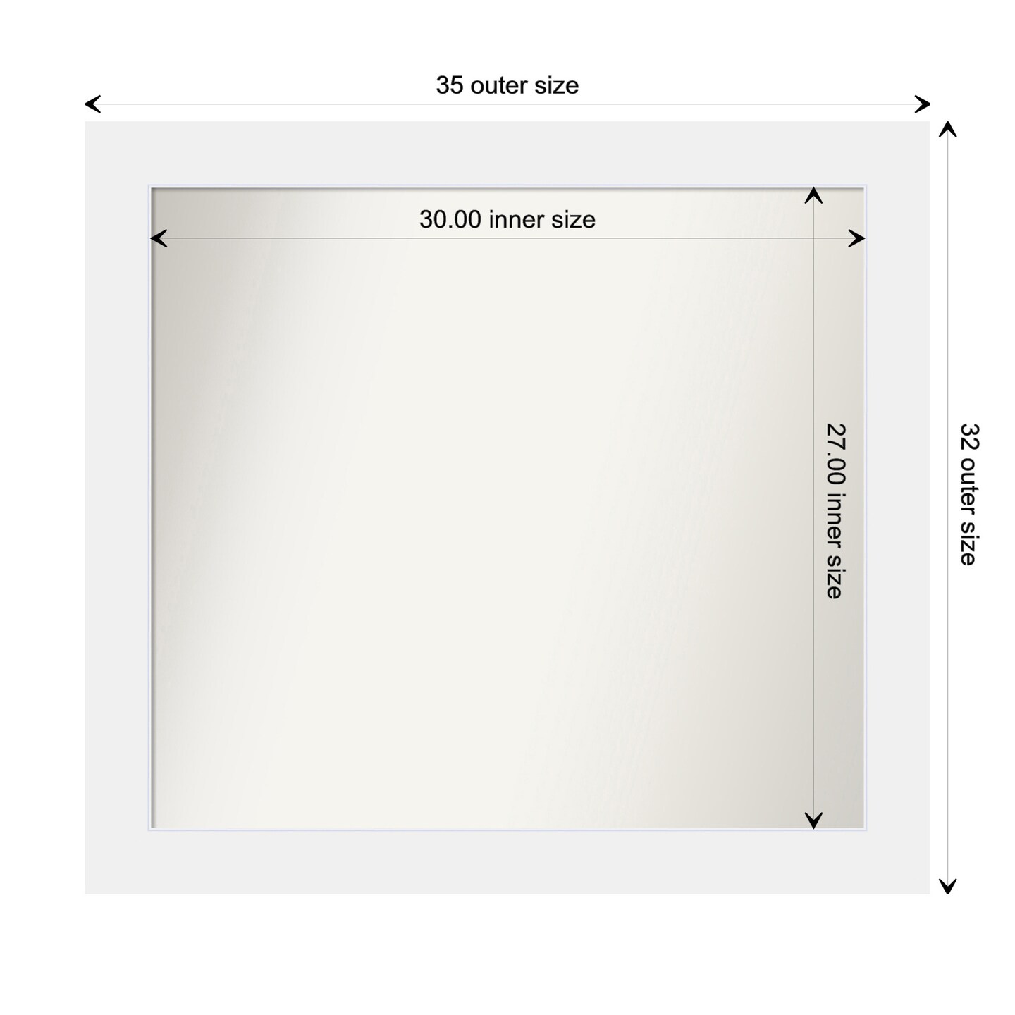 Corvino White Non-Beveled Custom Framed Bathroom Vanity Wall Mirror