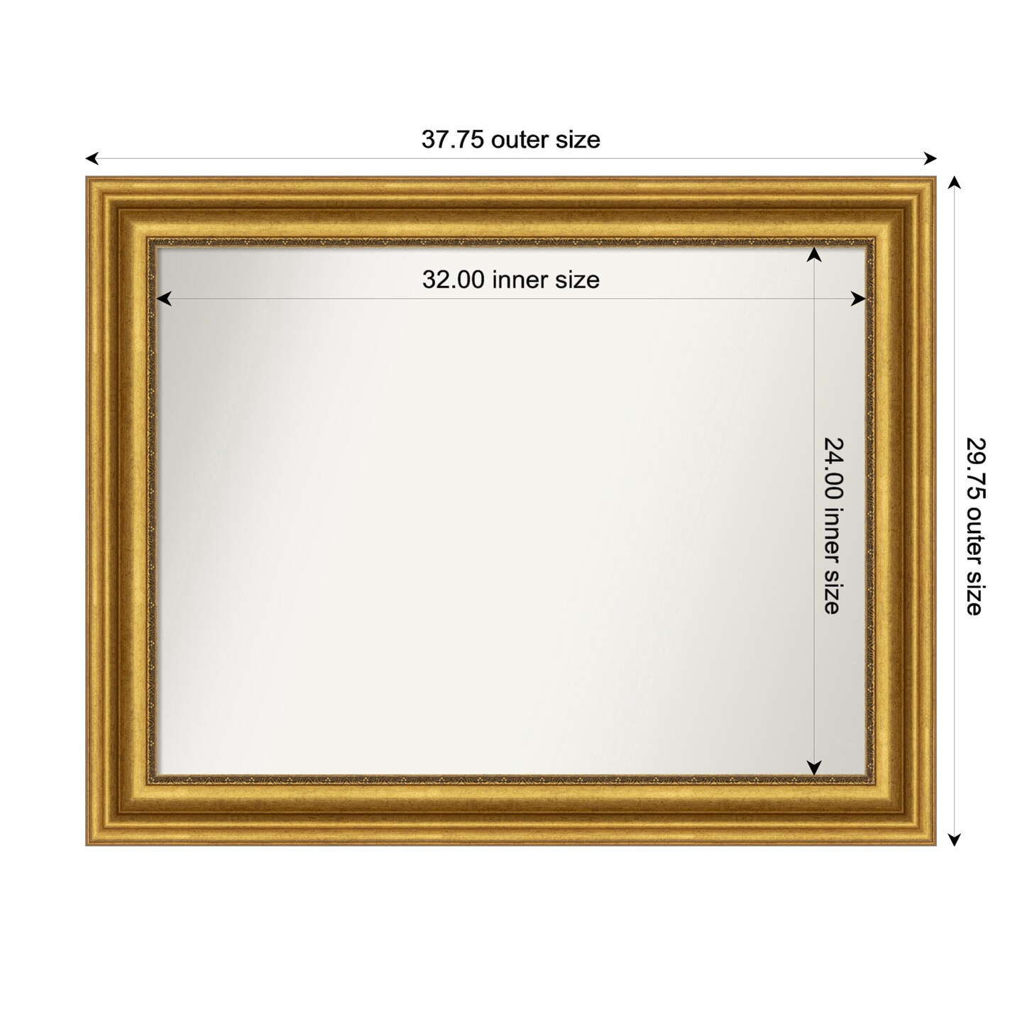 Parlor Gold Non-Beveled Custom Framed Bathroom Vanity Wall Mirror