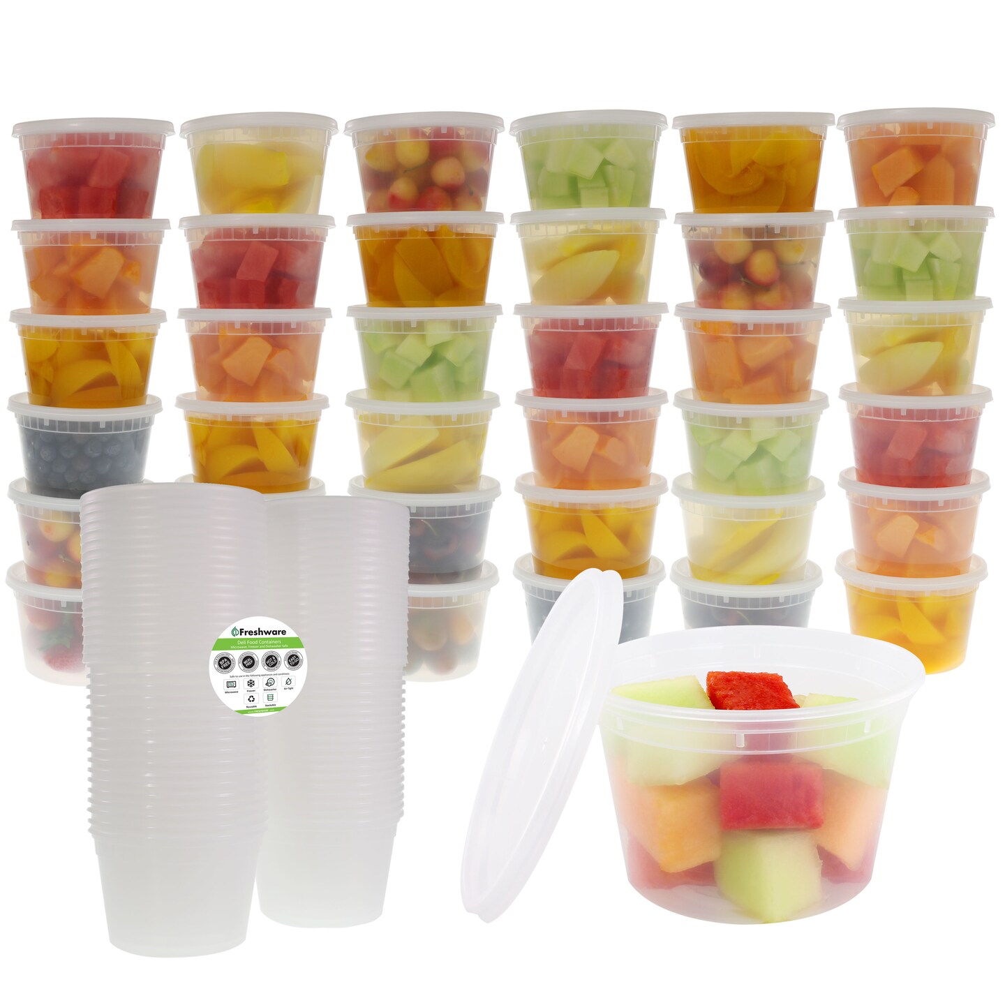 Reusable Food Storage Containers with Lids - Deli Cups - Great for