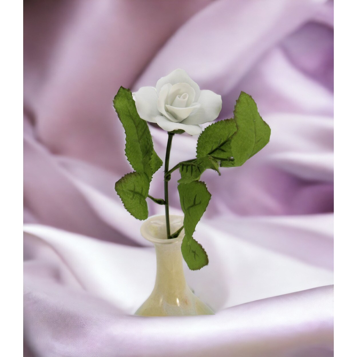 kevinsgiftshoppe Hand Crafted Ceramic White Rose Flower-Vase NOT Included  Wedding Decor or Gift Anniversary Decor