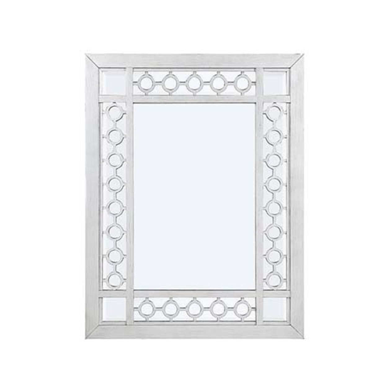 Saltoro Sherpi 40 Inch Ornate Wood Mirror, Portrait, Round Cut Out Design, White-