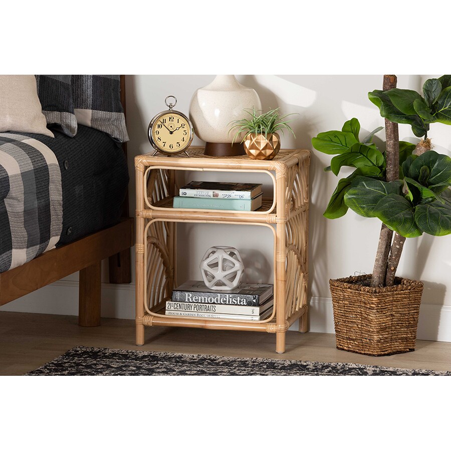 Wholesale Interiors Baxton Studio Baara Modern Bohemian Natural Brown Rattan Nightstand