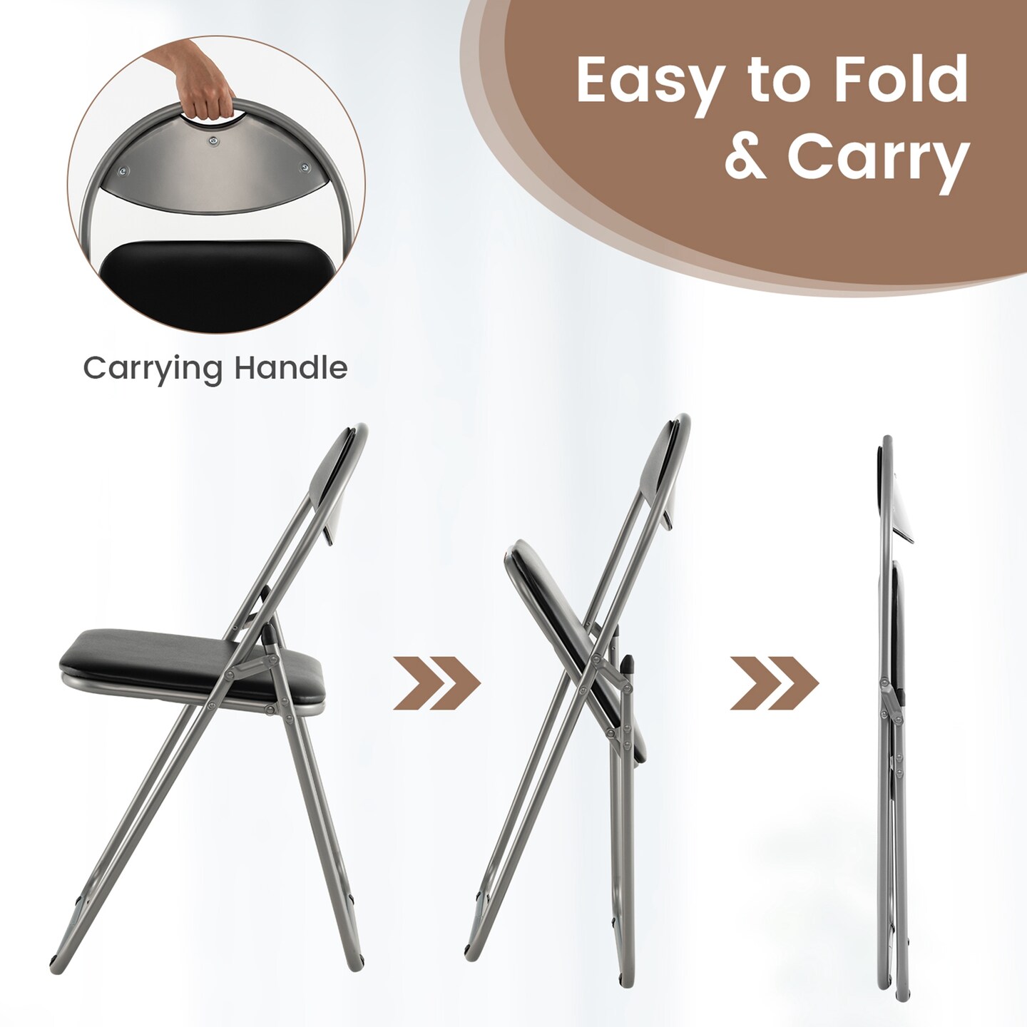 Costway 2/4 PCS U Shape Folding Chairs Furniture Home Outdoor Picnic Portable Black