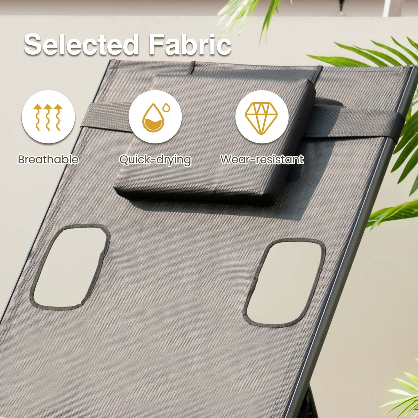 Costway Patio Tanning Lounge Chair 5-Position Outdoor Recliner with Face Hole Poolside