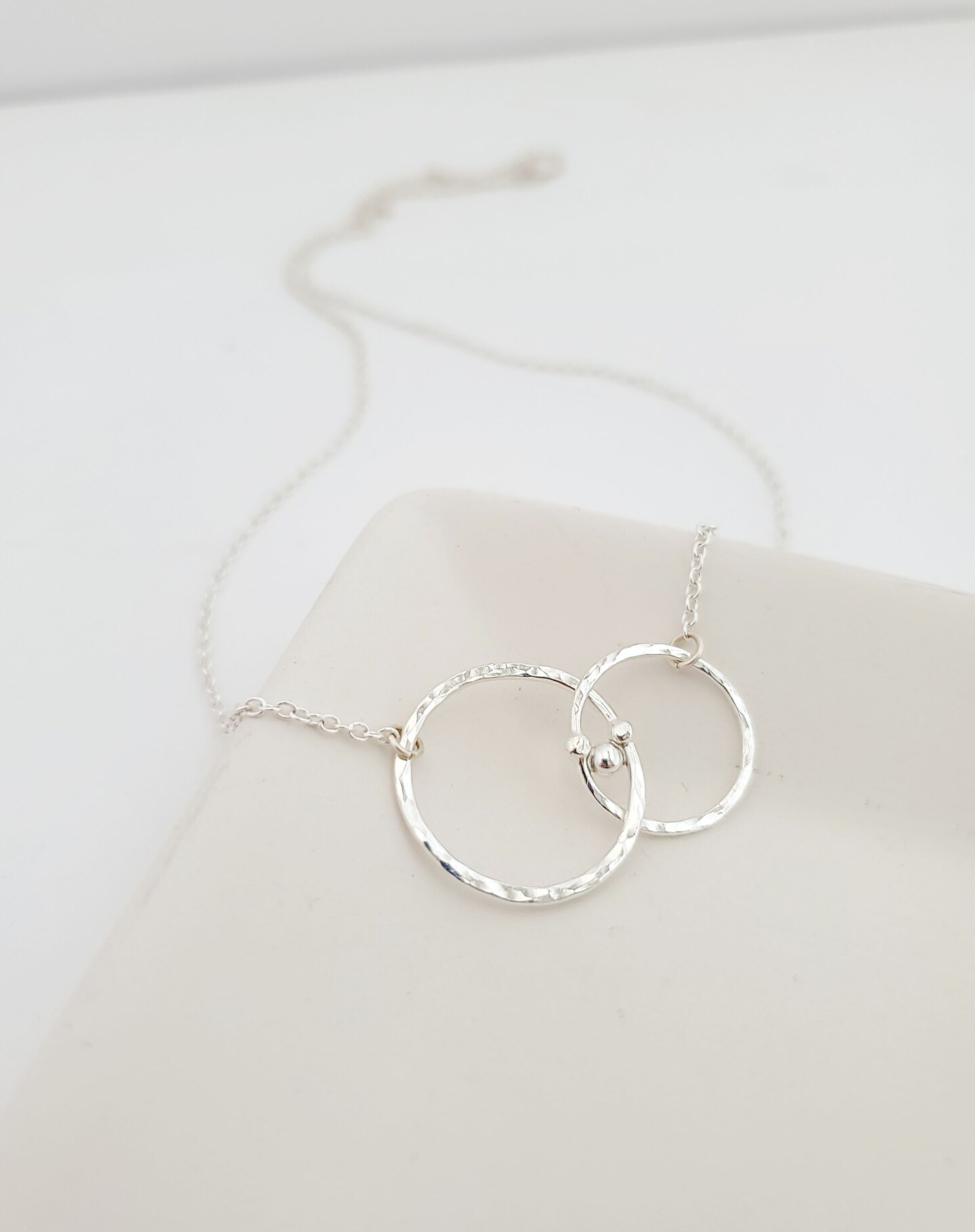 Mother and Son Double Circles Necklace, Silver