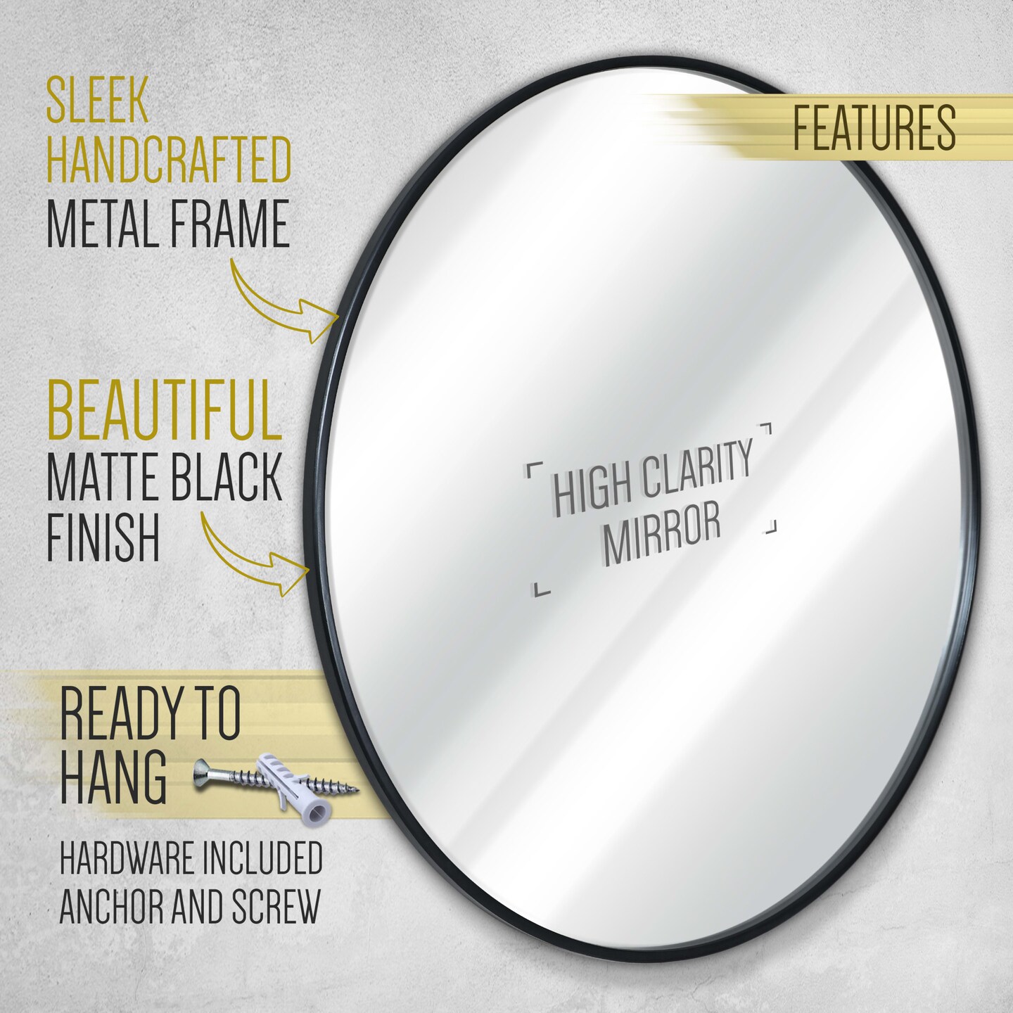 HBCY Creations Wall Mirror for Entryways, Washrooms, Living Rooms and More