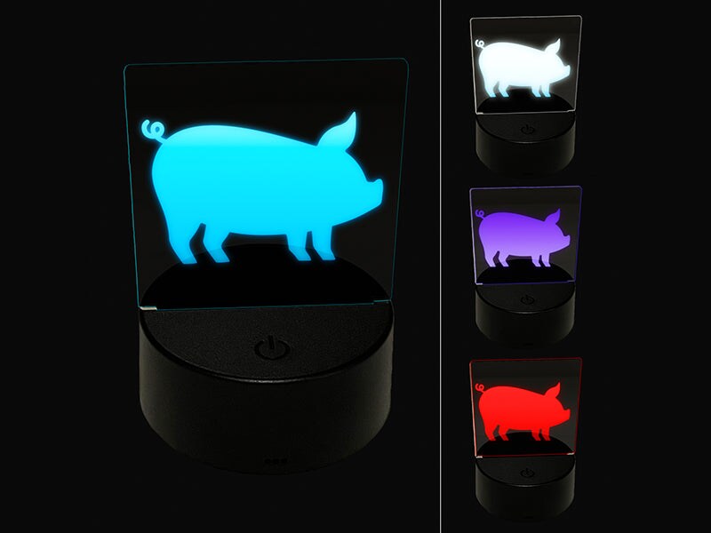 Pig Led Pig Sideview Farm Animal 3D Illusion LED Night Light Sign Nightstand ...