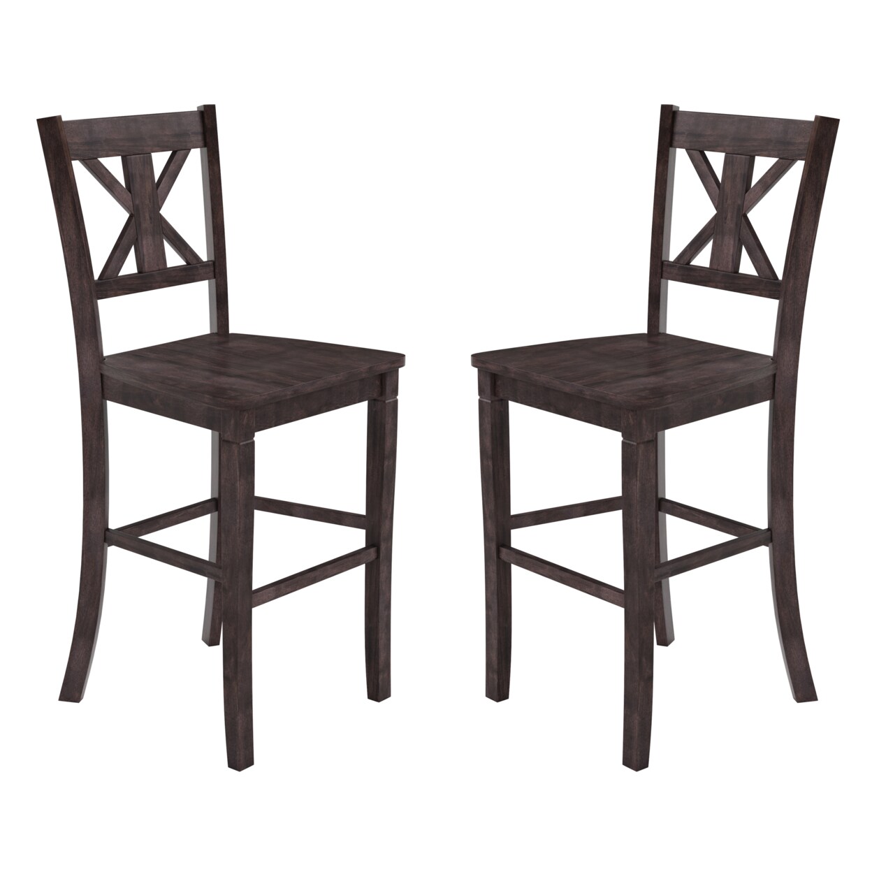Flash Furniture 2 Piece Bar Stools, X Design Wood Back, Rustic Gray