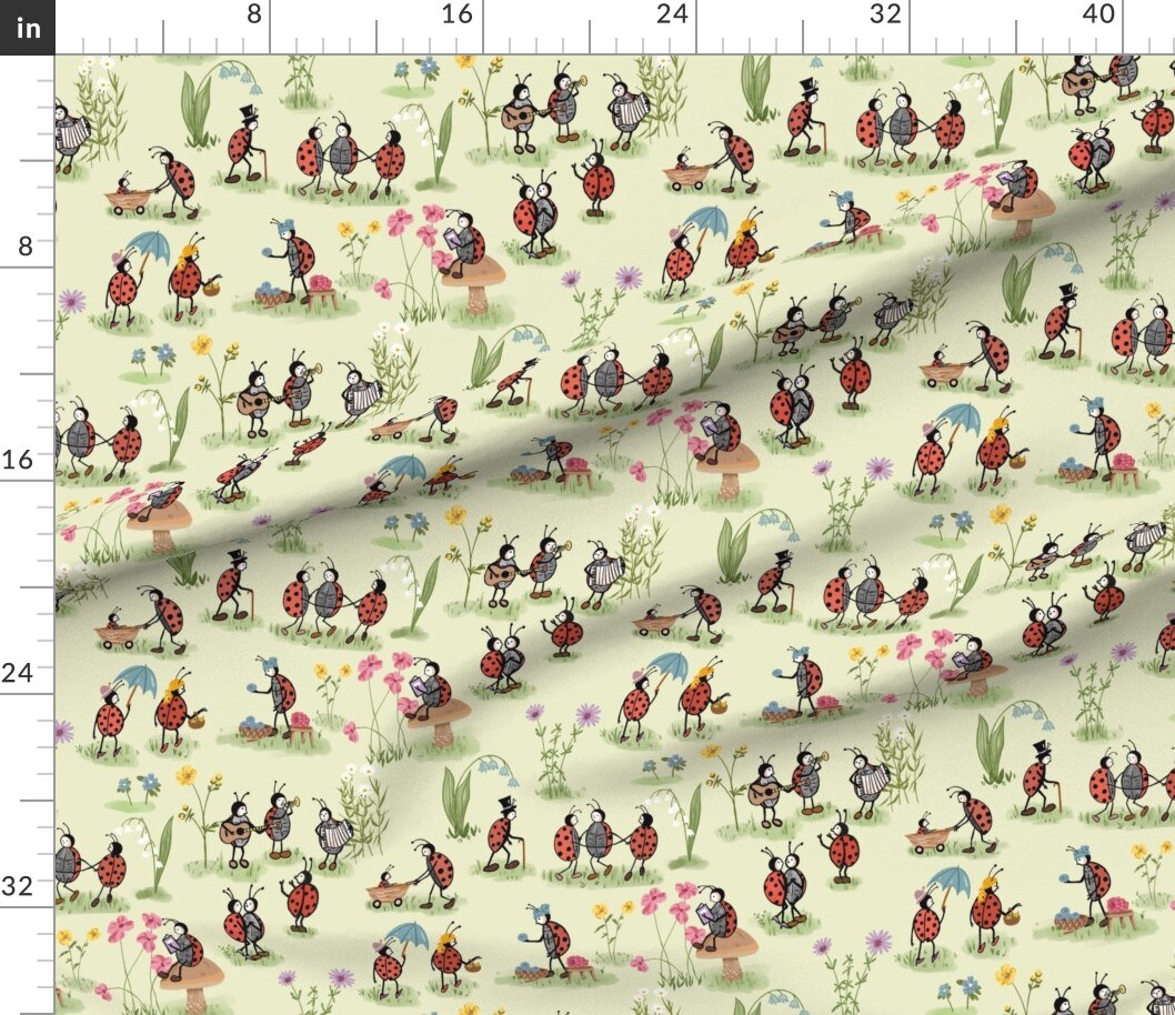 Various Fabrics by the Yard or Fat Quarter Life Vintage Retro Children Ladybugs Kids Summer Custom Printed Fabric by Spoonflower