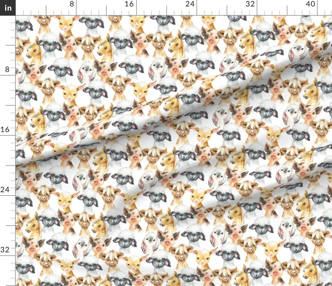 Animals Lamb Highland Cow Scottish Custom Printed Fabric by Spoonflower Various Fabrics by the Yard or Fat Quarter