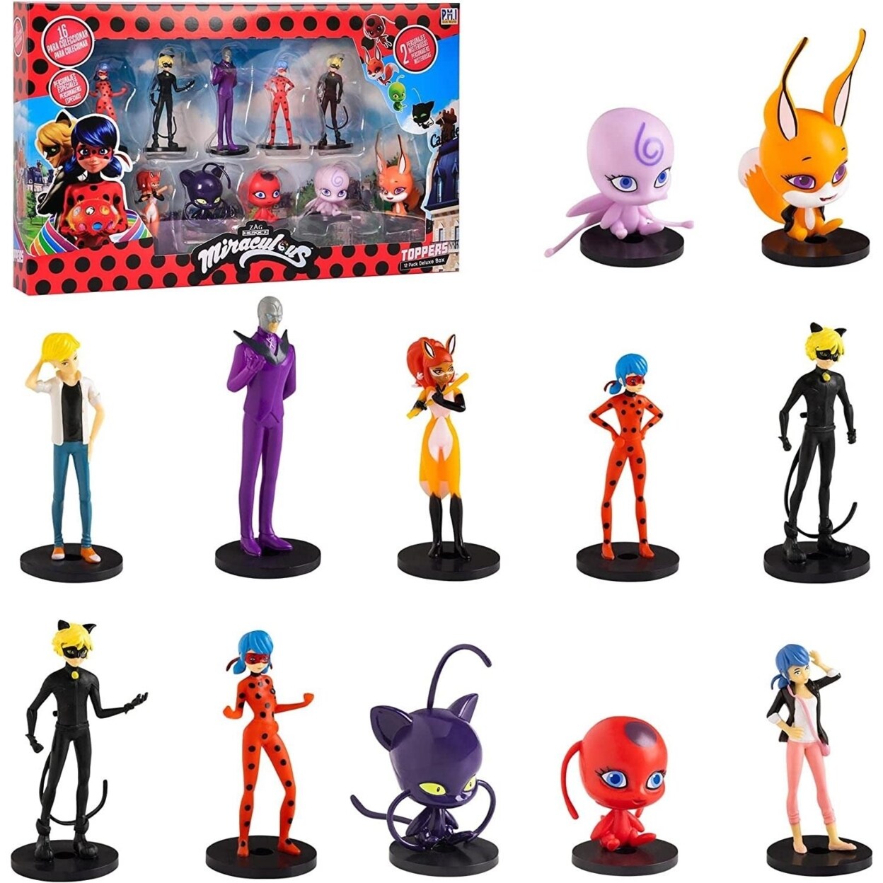 PMI International Miraculous Ladybug Pencil Toppers 12pk Nooroo Hawk Moth Party Decor Favor Set