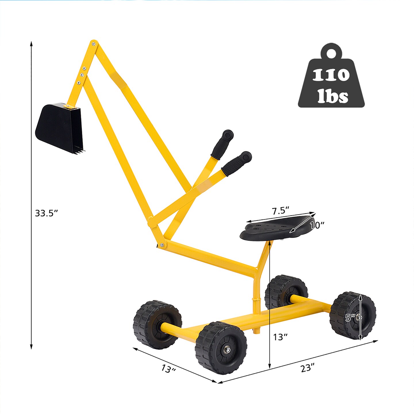 Costway Heavy Duty Kid Ride-on Sand Digger Digging Scooper Excavator for Sand Toy