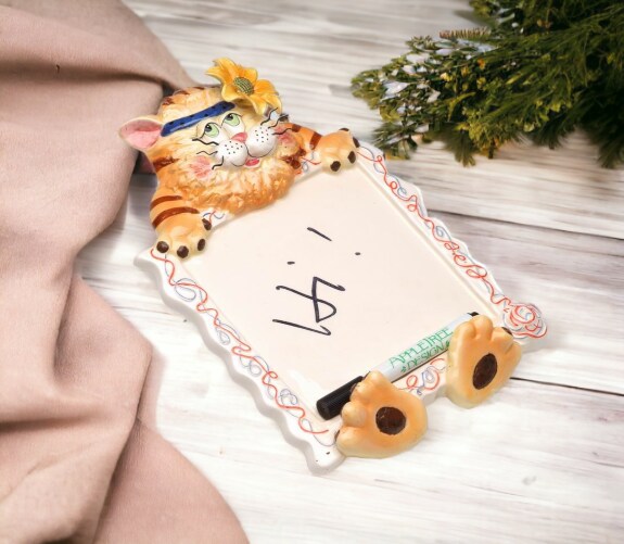 Ceramic Cat Message Board, Home D&#xE9;cor, Gift for Her, Gift for Mom, Kitchen D&#xE9;cor, Cat Lovers Gift, Pet Loss Gift