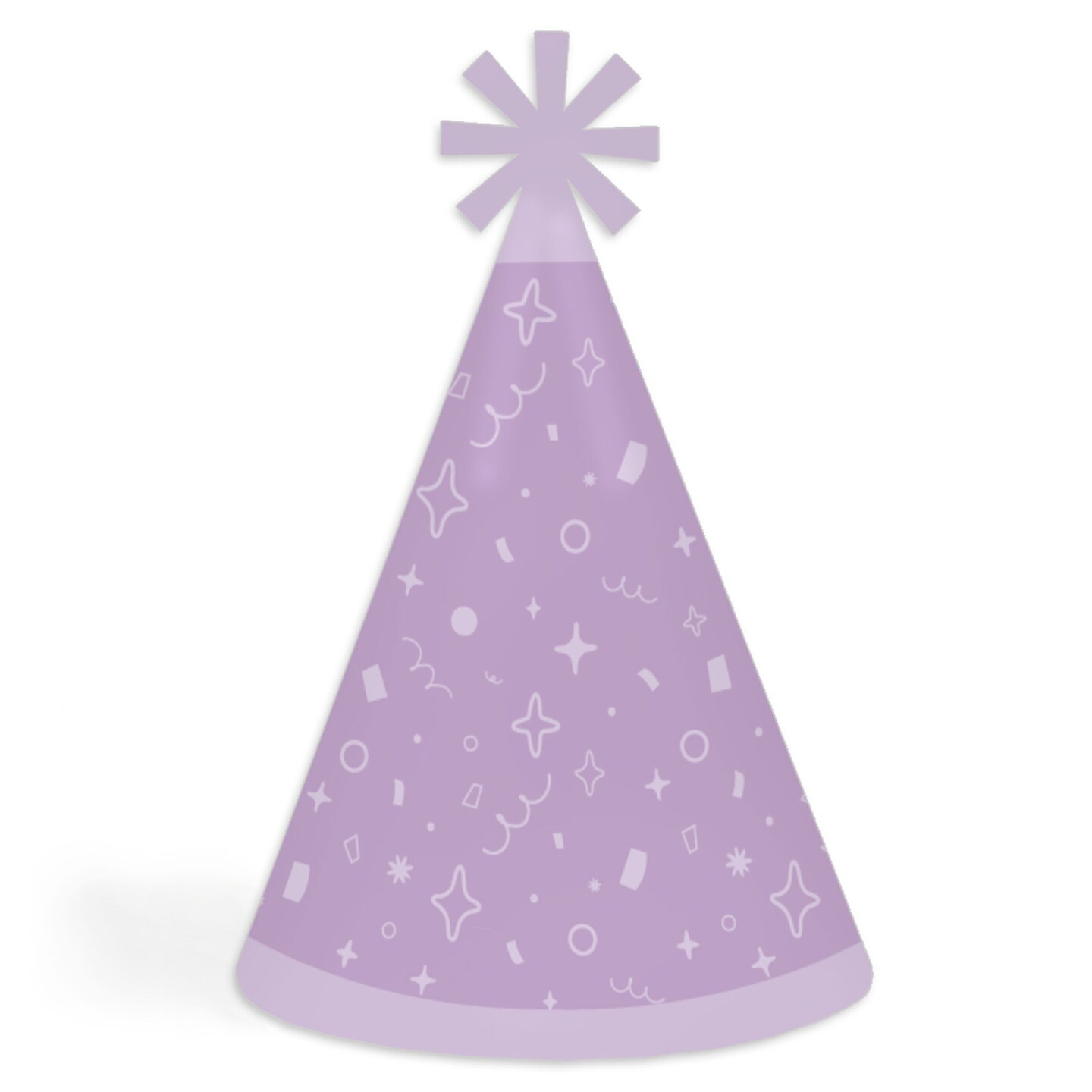 Big Dot of Happiness Purple Confetti Stars - Cone Happy Birthday Party Hats for Kids and Adults - Set of 8 (Standard Size)