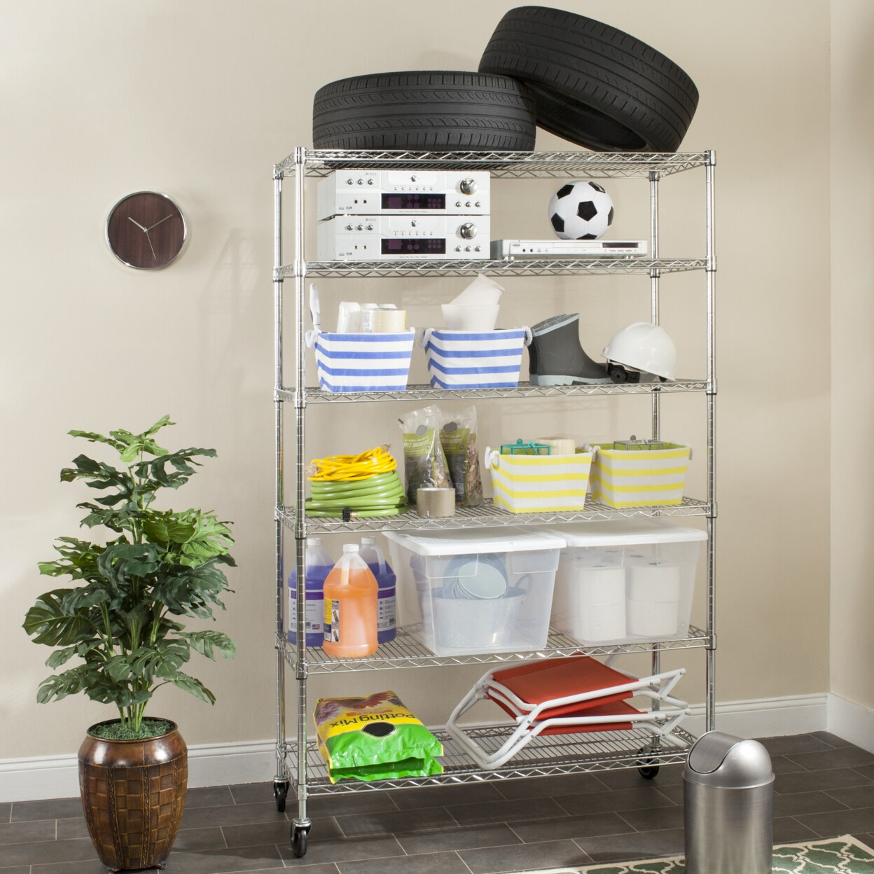 Safavieh   Juliet 6-Tier Heavy Duty Chrome Wire Shelf Chrome