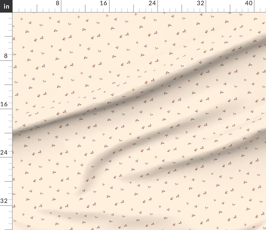 Petal Signature Cotton by the Yard or Fat Quarter Ditsy Flowers Cute Floral Minimalist Whimsical Kids Nursery Garden Peach Small Scale Custom Printed Fabric by Spoonflower
