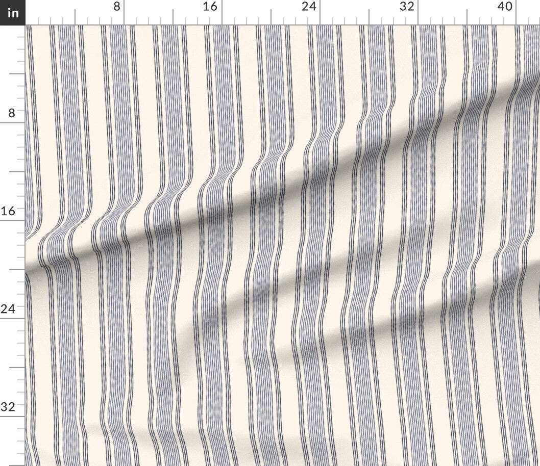 Country Stripe Coastal Rustic Farmhouse Nautical Blue Cream Vertical Line Large Scale Custom Printed Fabric by Spoonflower Various Fabrics by the Yard or Fat Quarter