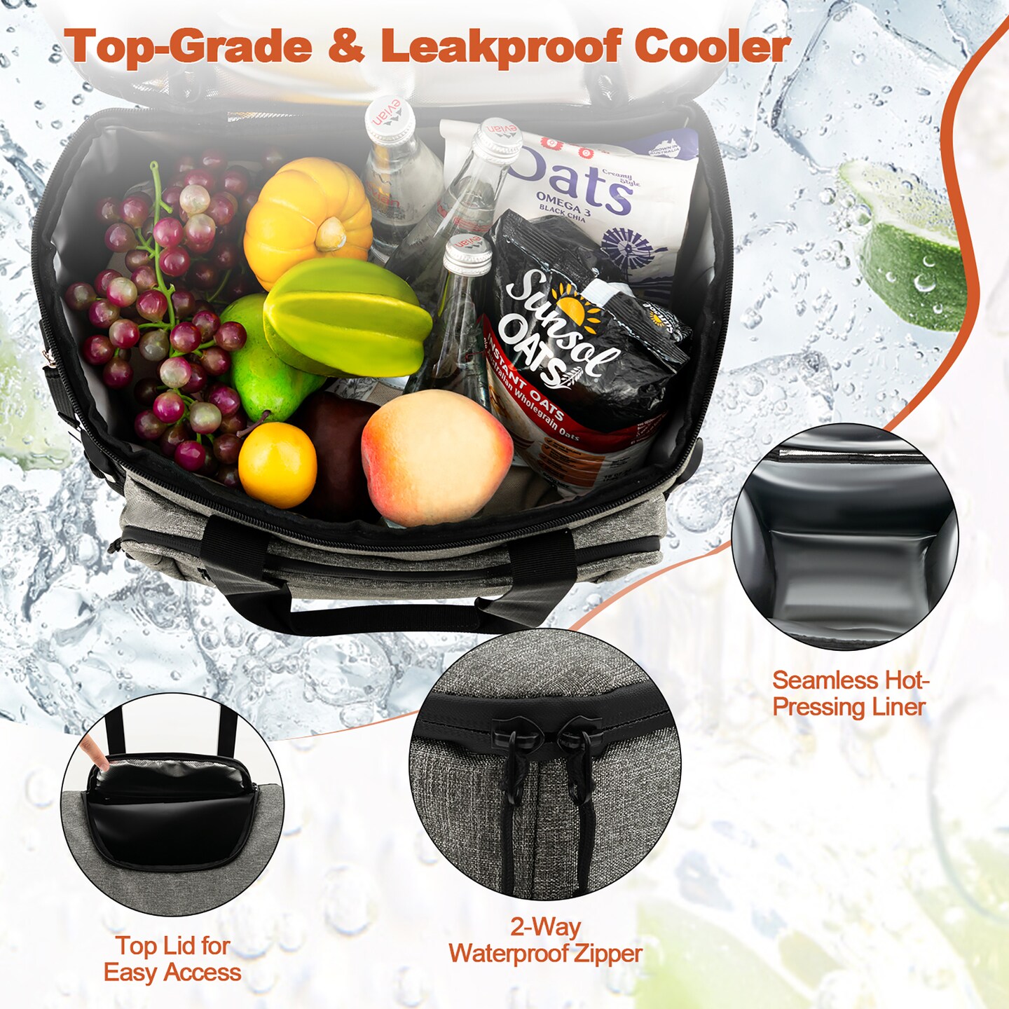 Costway 50-Can 3-in-1 Insulated Rolling Cooler with Adjustable Handle &#x26; Bottom Plate Blue/Grey