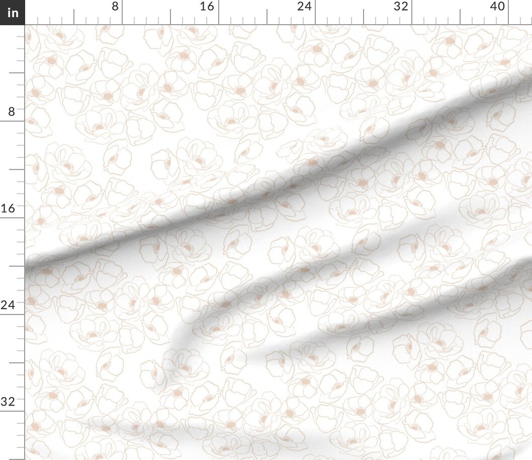 Minimal Flower Modern Neutral Custom Printed Fabric by Spoonflower Various Fabrics by the Yard or Fat Quarter