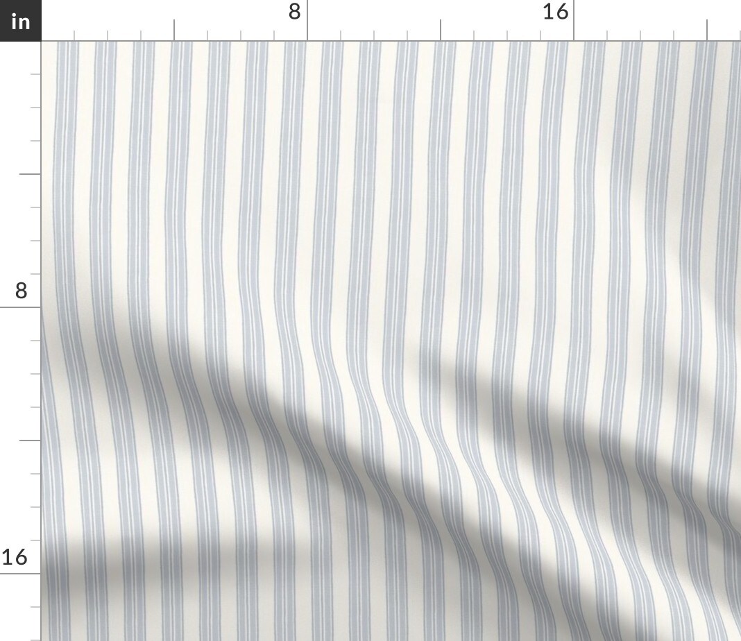 Blue Gray Stripe Neutral Small Scale French Ticking Classic Timeless Custom Printed Fabric by Spoonflower Various Fabrics by the Yard or Fat Quarter