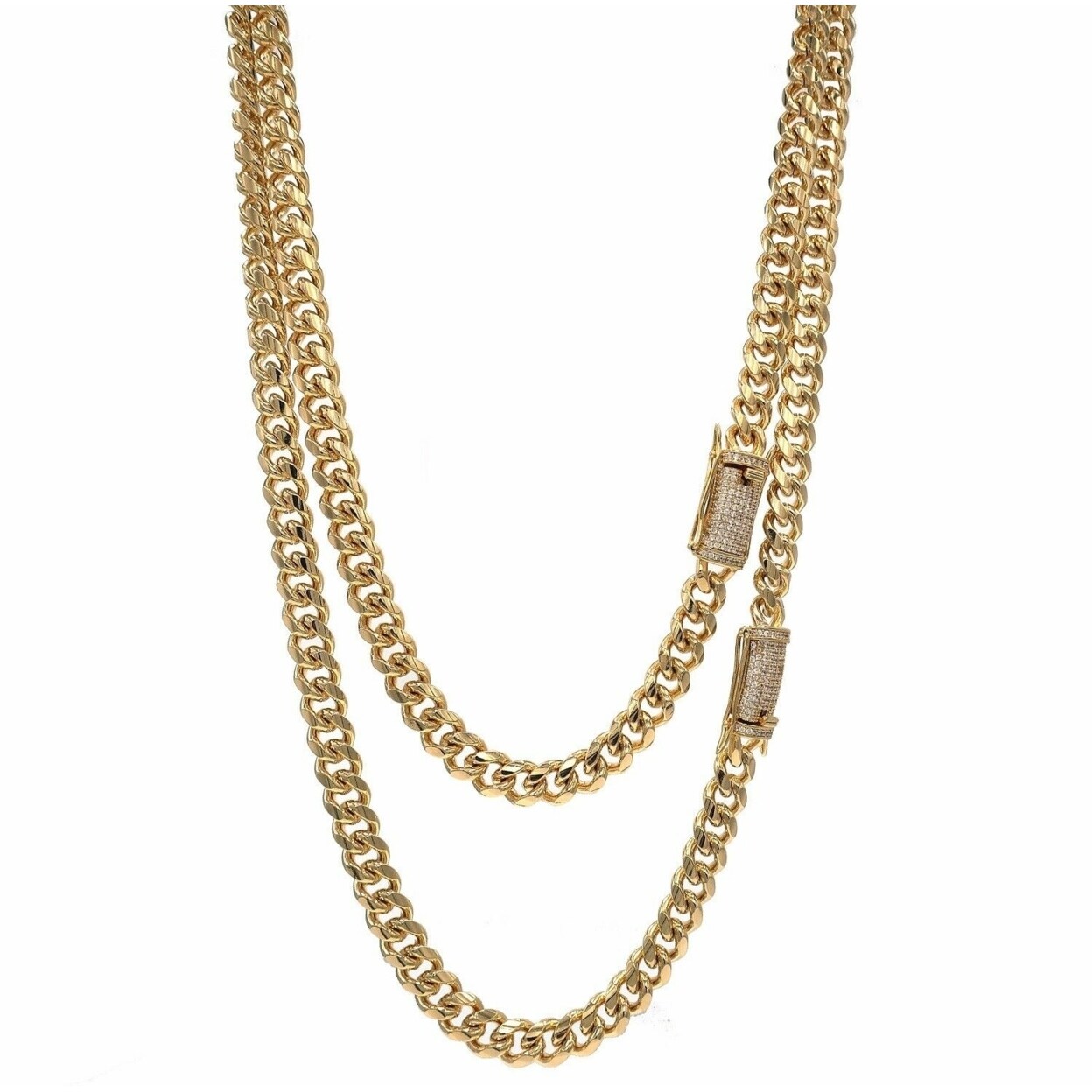 Miami Cuban Link Chain Necklace / Bracelet 14k Gold Finish Mens
