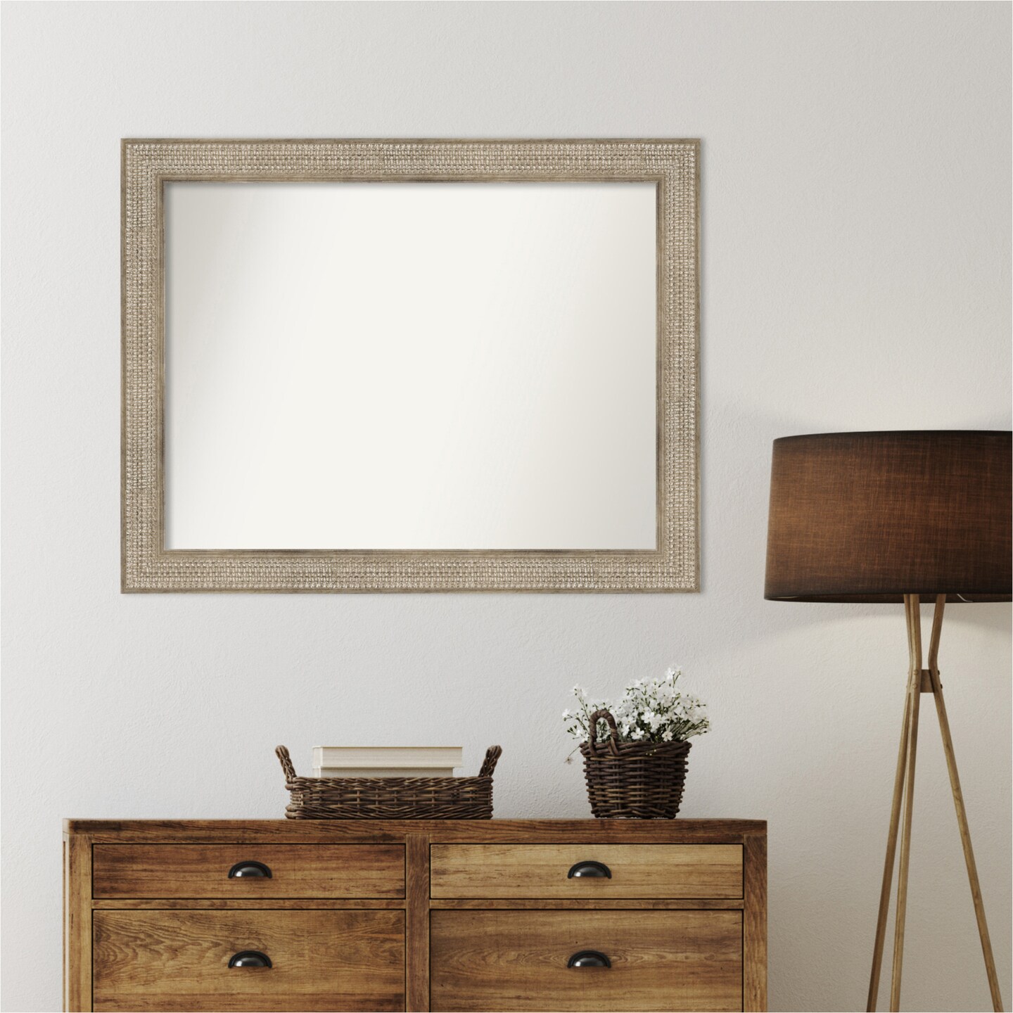 Trellis Silver Non-Beveled Custom Framed Bathroom Vanity Wall Mirror