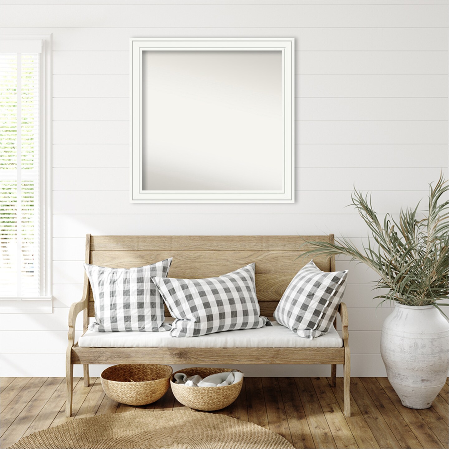 Craftsman White Non-Beveled Custom Framed Bathroom Vanity Wall Mirror