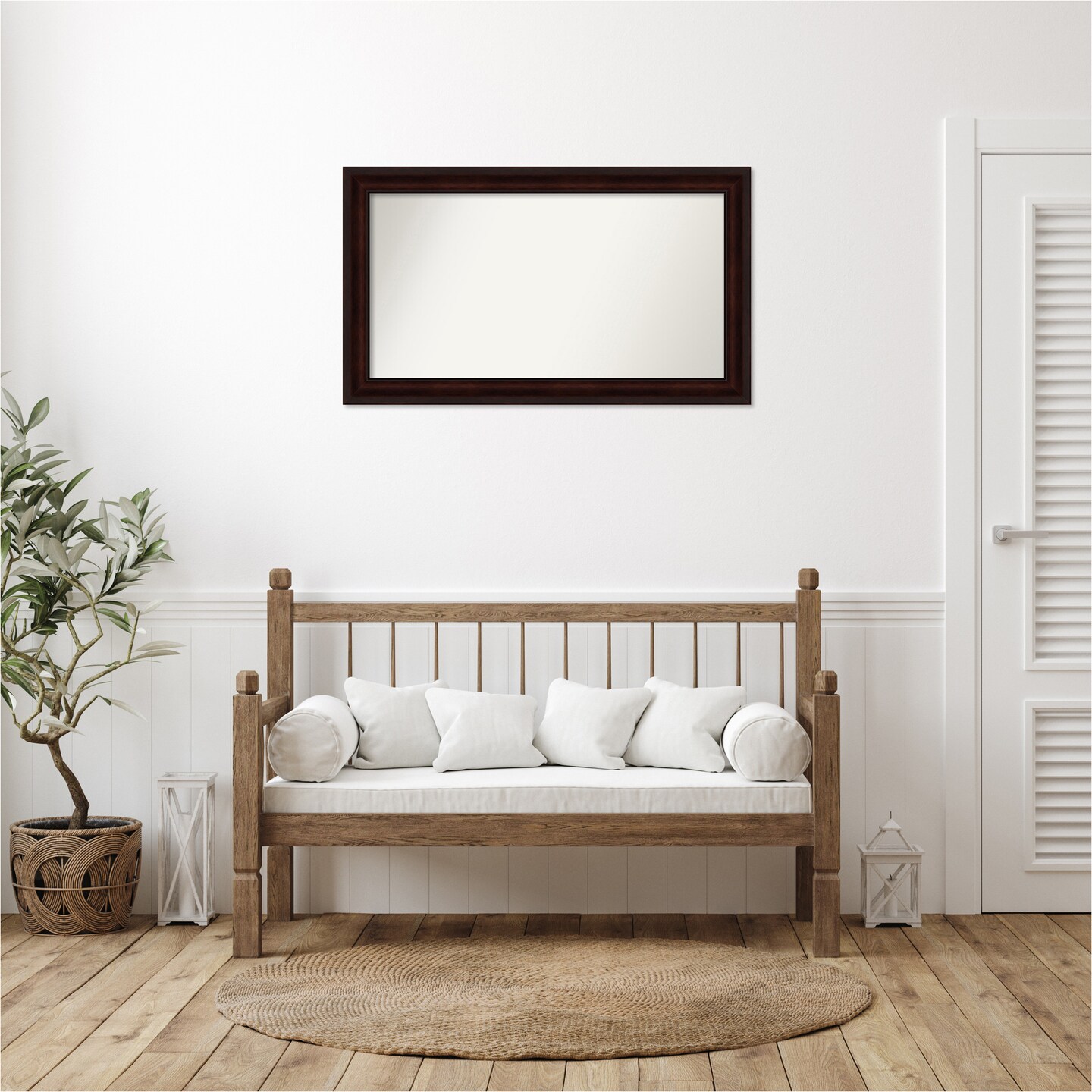 Coffee Bean Brown Non-Beveled Custom Framed Bathroom Vanity Wall Mirror