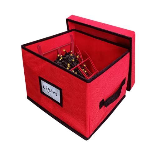 EDSRDUS Christmas Holiday Light Storage Box - Non-Woven&#xA0;Fabric, with 3 Light Storage Wraps, Lights Organizer Container Reinforced Stitched Handles&#xFF08;Light String not Included&#xFF09;