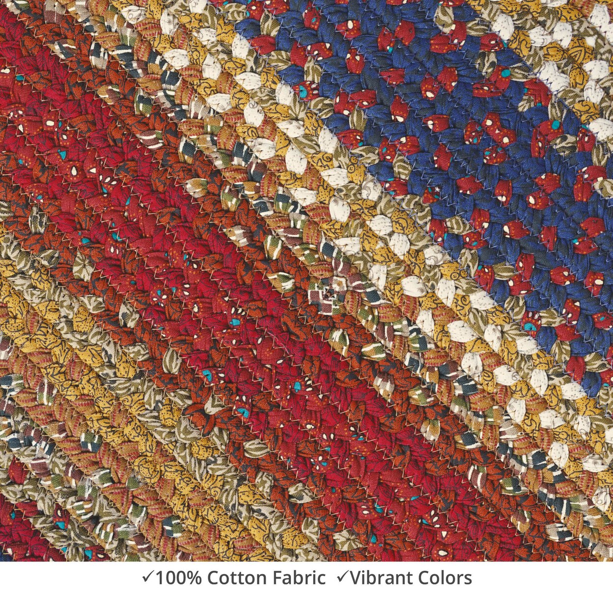 Home Spice Home Decorative Traditional Cotton Swatch 10" x 10" Sample Log Cabin Step Braided Rug