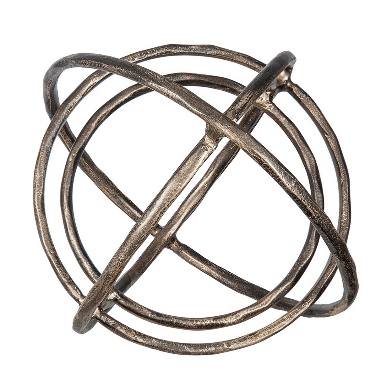 Saltoro Sherpi 11 Inch Decorative Armillary Sphere with Overlapping Rings, Bronze Aluminum-