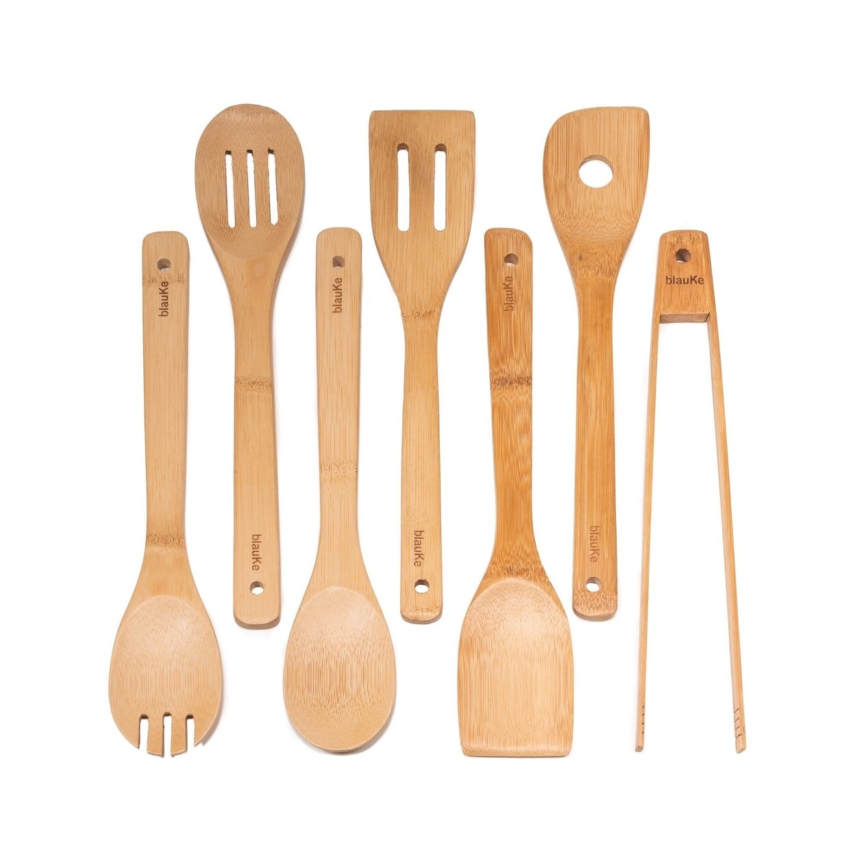 Bamboo Wooden Spoons Set 7 Pack Kitchen Utensils Nonstick Cooking Tools