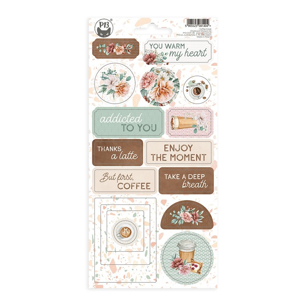 Coffee Break Chipboard Stickers 4.1&#x22;X8.7&#x22;-#02