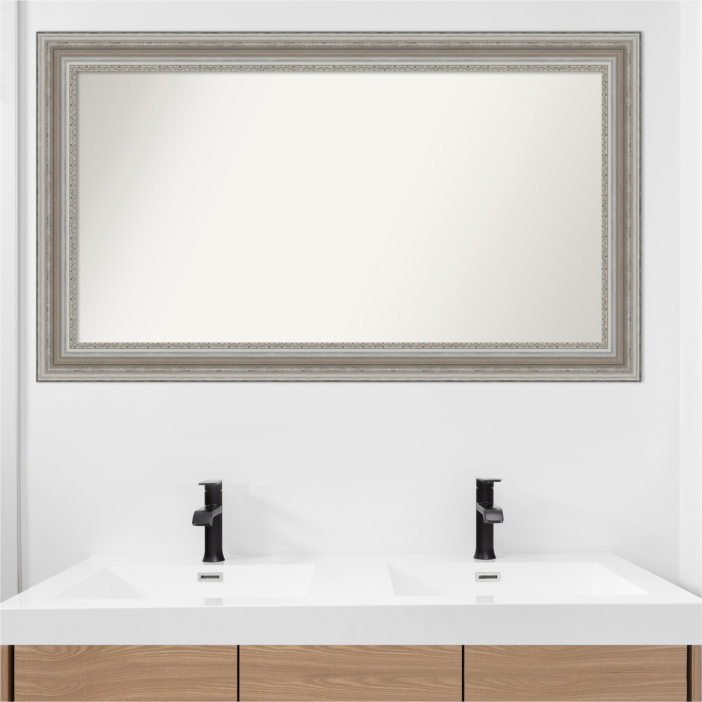 Parlor Silver Non-Beveled Custom Framed Bathroom Vanity Wall Mirror