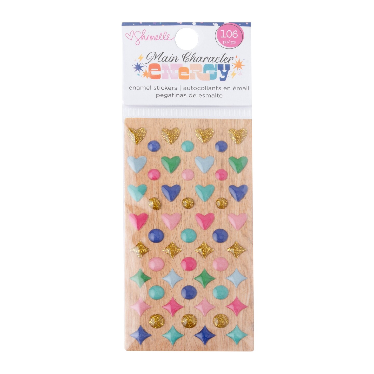Shimelle Main Character Energy Stickers 106/Pkg-Enamel Dots - Gold Glitter