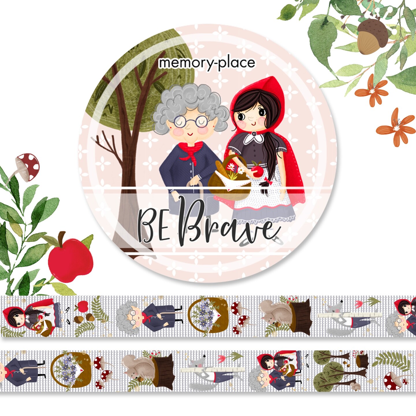 Memory Place Washi Tape 15mmX5m-Be Brave #1
