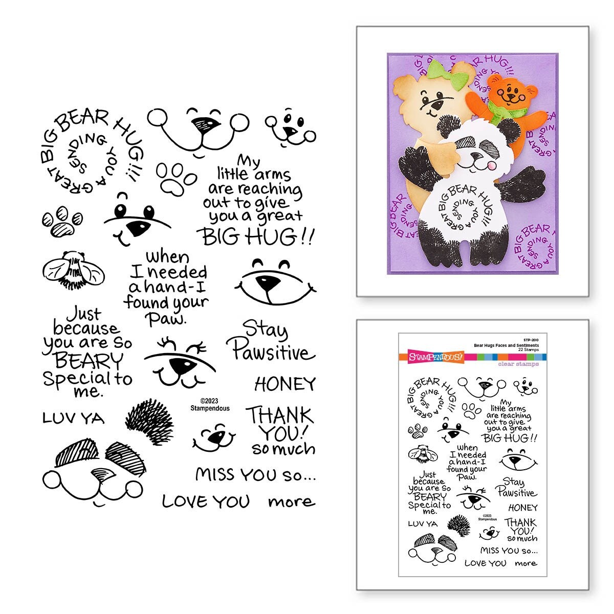 Stampendous Clear Stamps-Bear Hugs Faces And Sentiments
