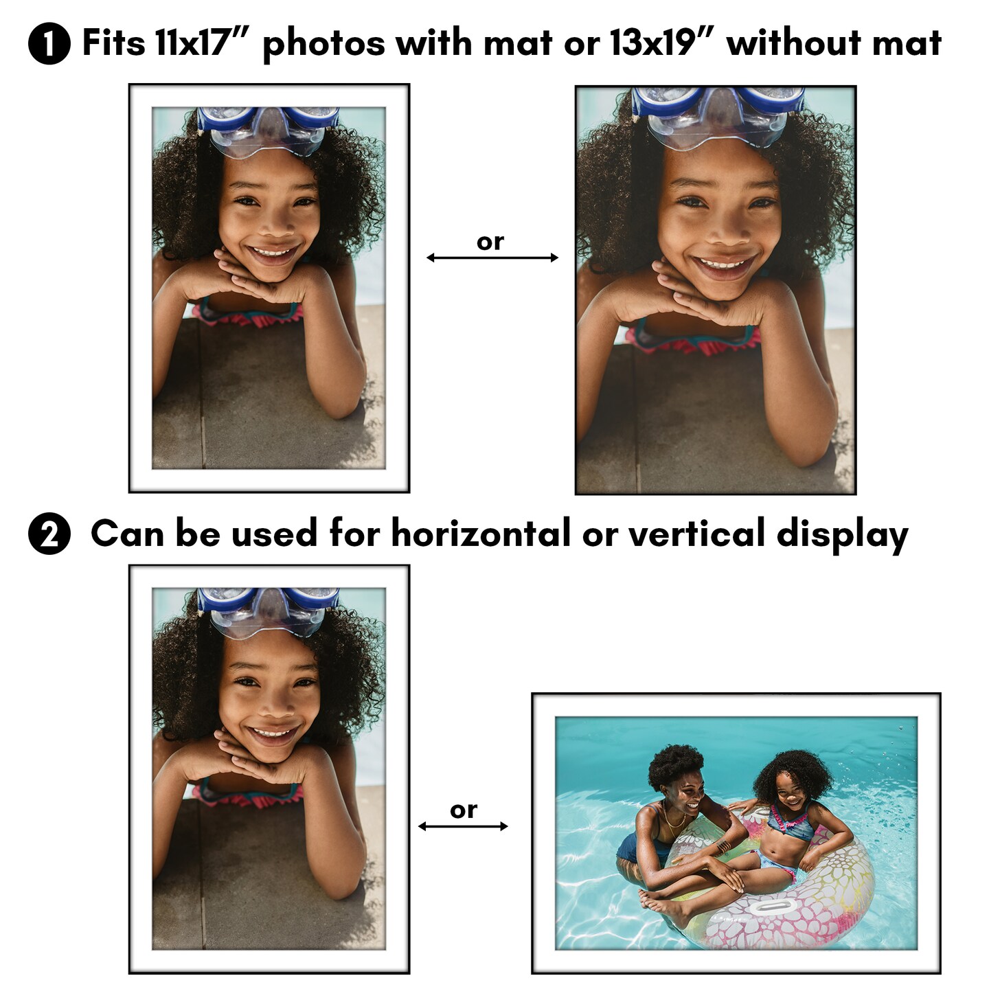 Americanflat Front Loading Picture Frame Set with Mat - Set of 3 - Wall Decor Frames - Shatter Resistant Glass - Hanging Hardware with Snap-Out Easel - Black