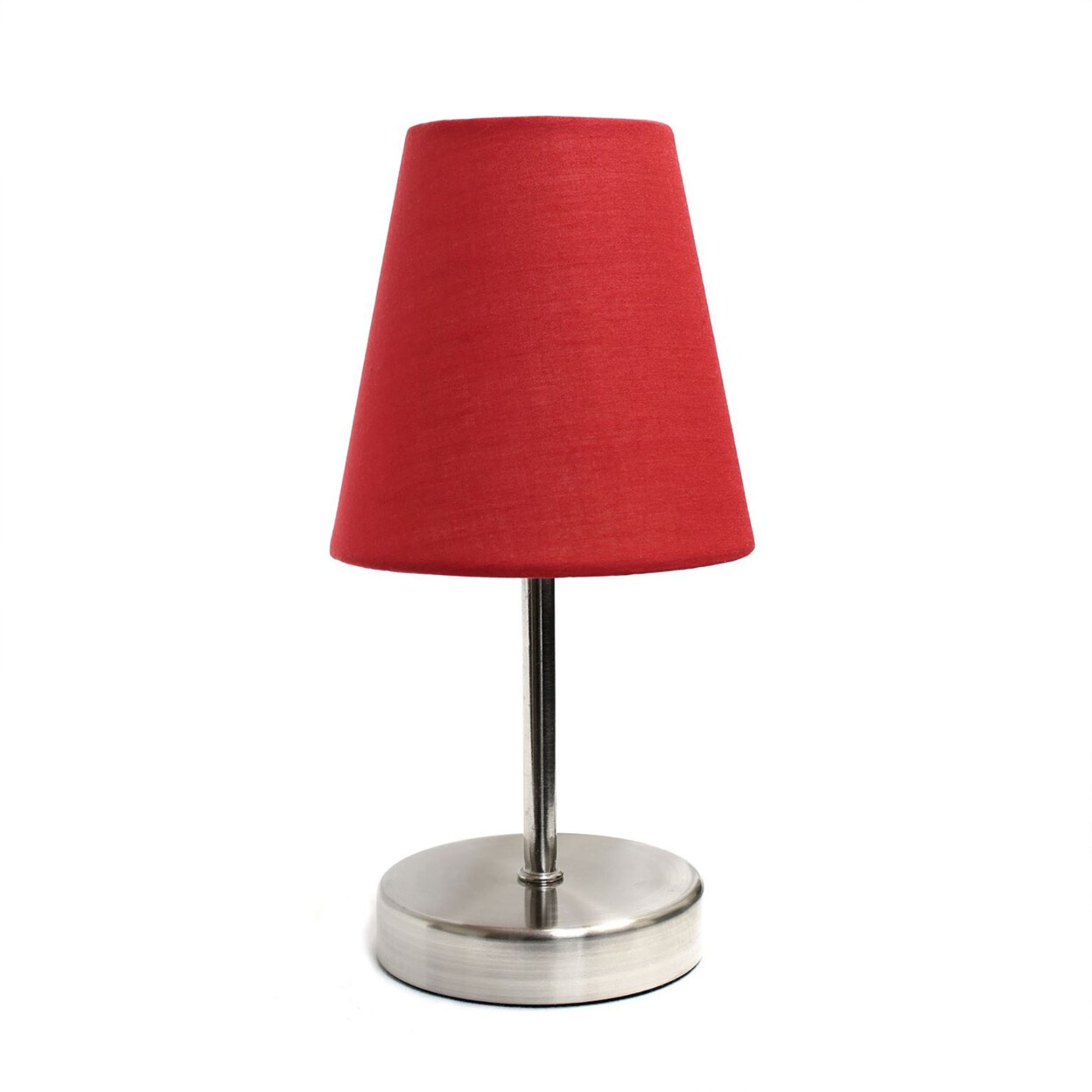 Creekwood Home Nauru 10.5&#x22; Petite Metal Stick Bedside Table Desk Lamp In Sand Nickel With Fabric Empire Shade For Nightstand, End Table