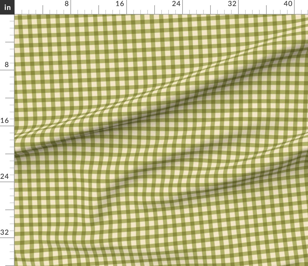 Avocado Check Small Scale Buffalo Spring Green Cottagecore Custom Printed Fabric by Spoonflower Various Fabrics by the Yard or Fat Quarter