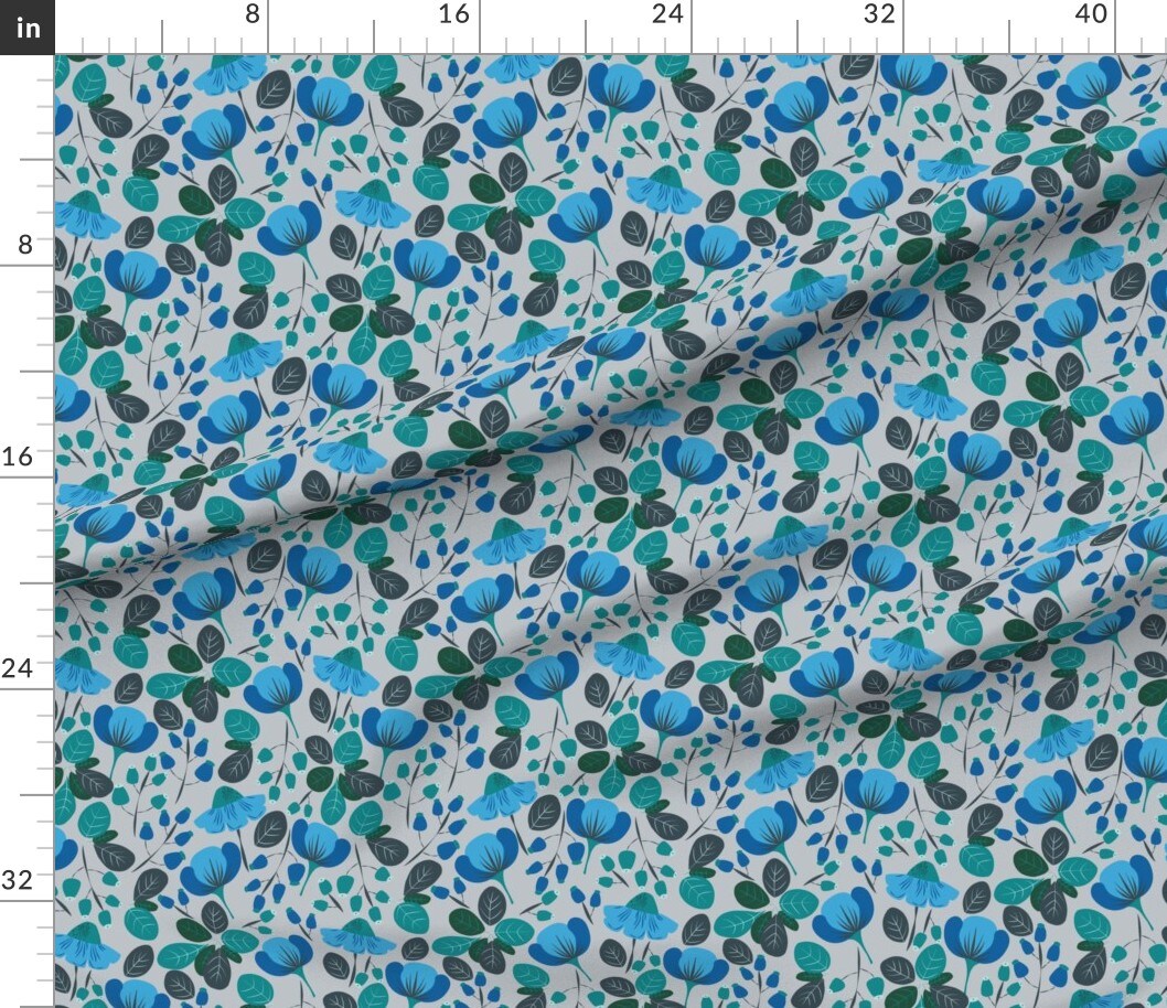 Various Fabrics by the Yard or Fat Quarter Blue Floral Botanical Daisy Meadow Spring Summer Cottagecorre French Country Large Scale Custom Printed Fabric by Spoonflower
