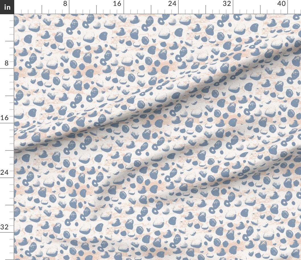 Coastal Neutral Shells Blue Beige Ocean Sea Sand Summer Pastel Custom Printed Fabric by Spoonflower Various Fabrics by the Yard or Fat Quarter