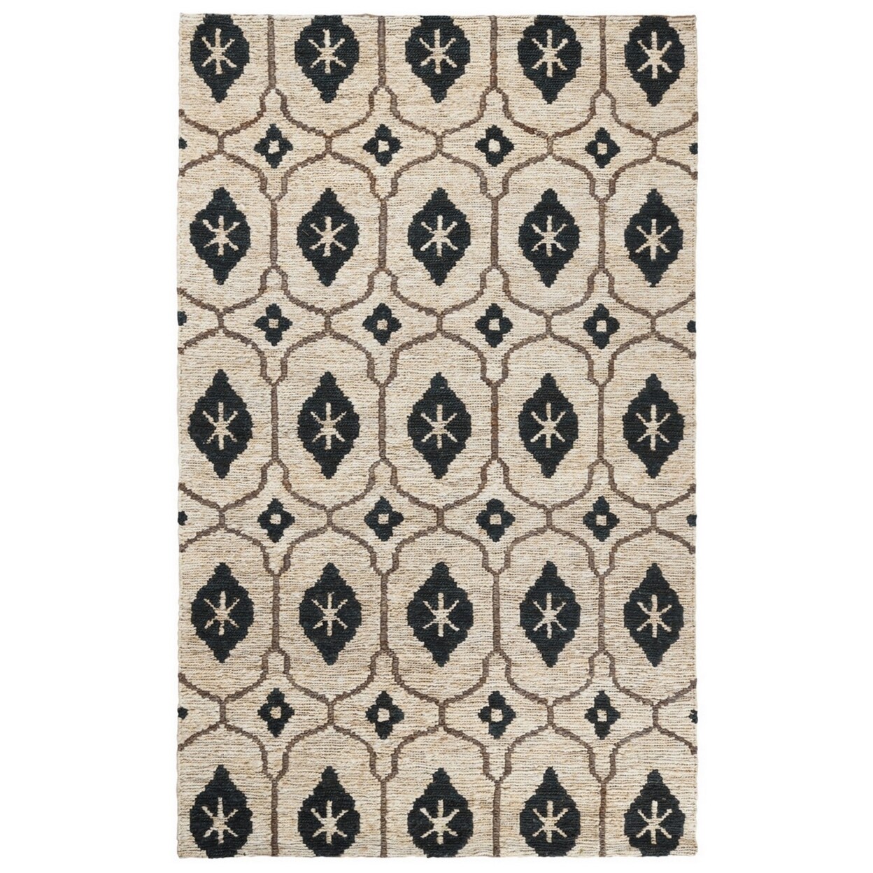 Saltoro Sherpi Raya 10 x 8 Area Rug, Handwoven Moroccan Inspired Pattern, Soft Ivory Jute-